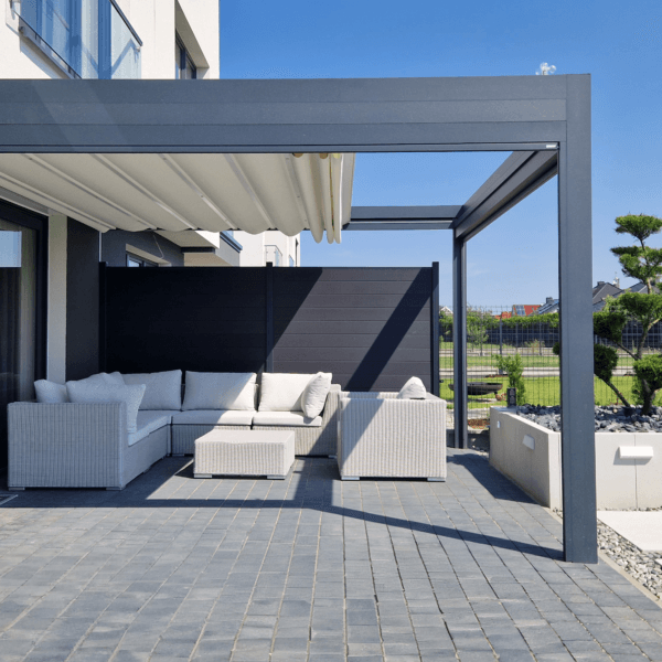 6m x 4m Rectangular Wall Mounted Elegancy Retractable Roof Pergola