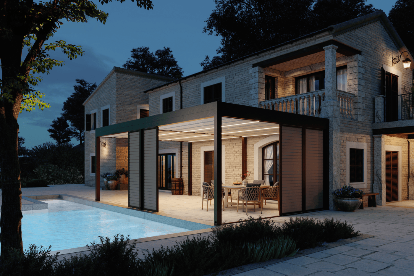 7m x 4m Cubic Retractable Roof Pergola