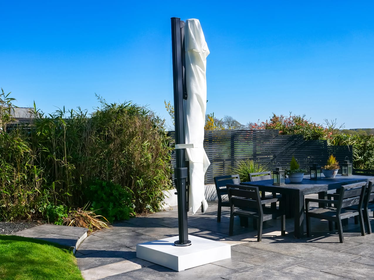 Eclipse-3.5m-Square-White-01 - Compressed 3.5m Square Cantilever Parasol - Eclipse