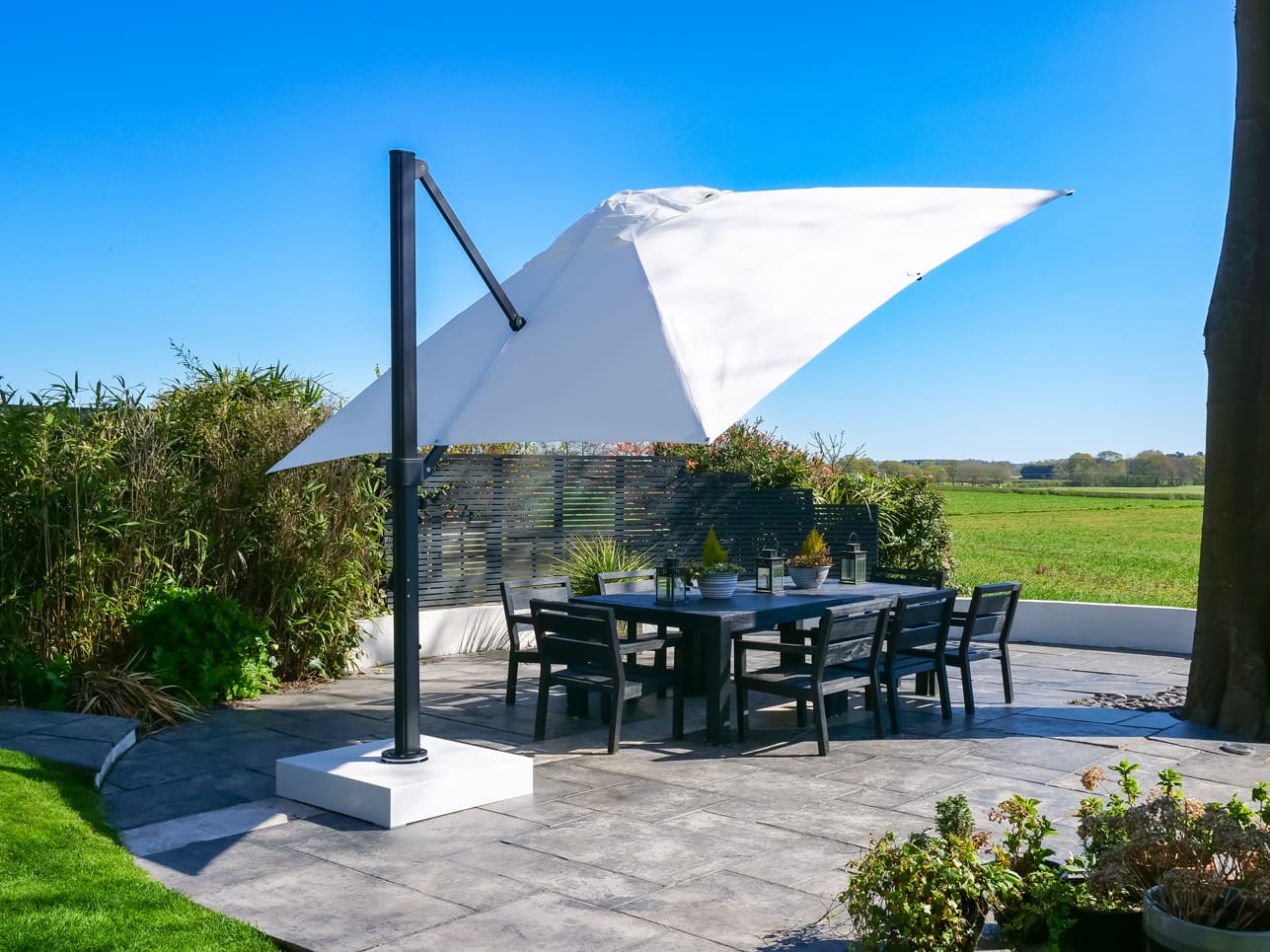 Eclipse-3.5m-Square-White-06 - Compressed 3.5m Square Cantilever Parasol - Eclipse