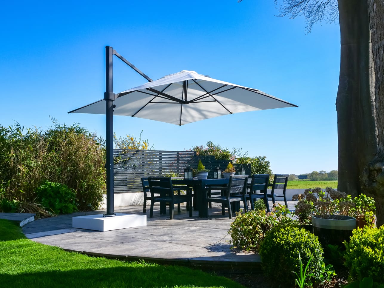 Eclipse-3.5m-Square-White-28 - Compressed 3.5m Square Cantilever Parasol - Eclipse