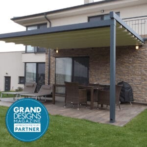4m x 4m Square Wall Mounted Elegancy Retractable Roof Pergola