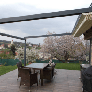 4m x 4m Square Wall Mounted Elegancy Retractable Roof Pergola