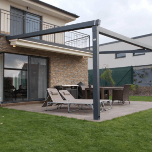 4m x 4m Square Wall Mounted Elegancy Retractable Roof Pergola