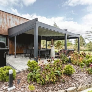 5m x 5m Square Wall Mounted Elegancy Retractable Roof Pergola