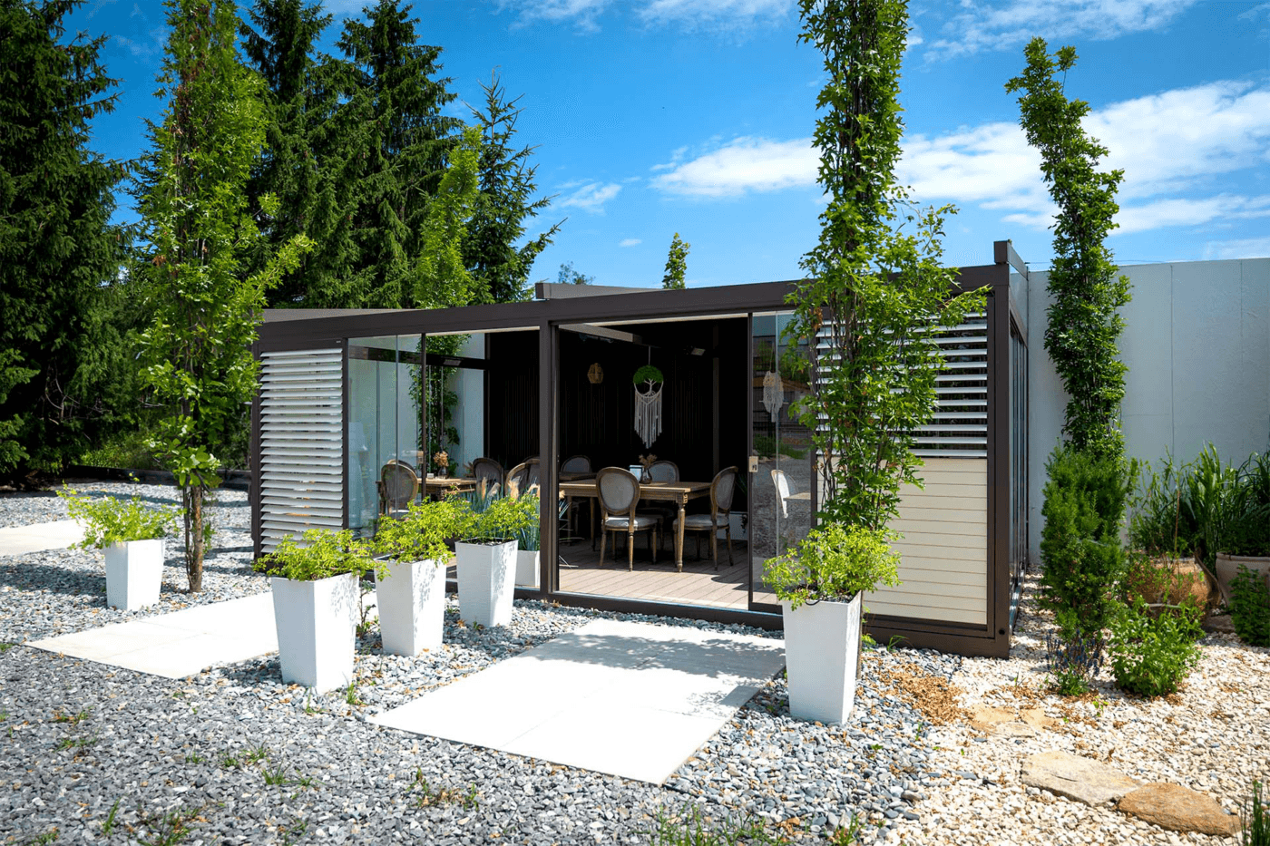 6m x 4m Rectangular Wall Mounted Elegancy Retractable Roof Pergola