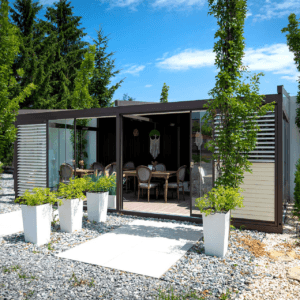 6m x 4m Rectangular Wall Mounted Elegancy Retractable Roof Pergola