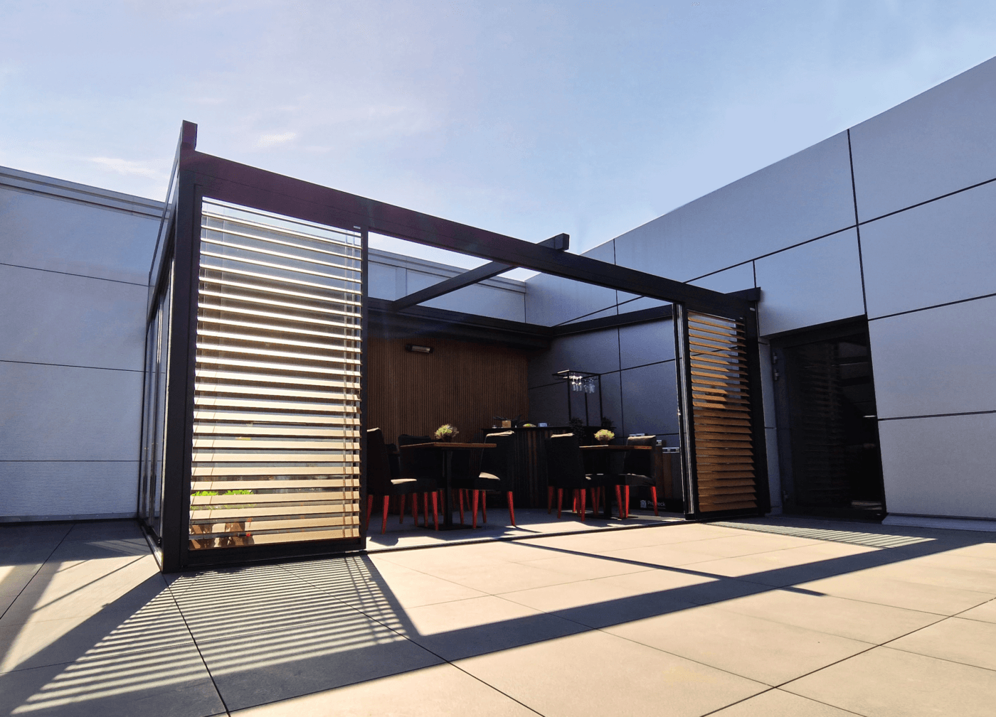 6m x 4m Rectangular Wall Mounted Elegancy Retractable Roof Pergola