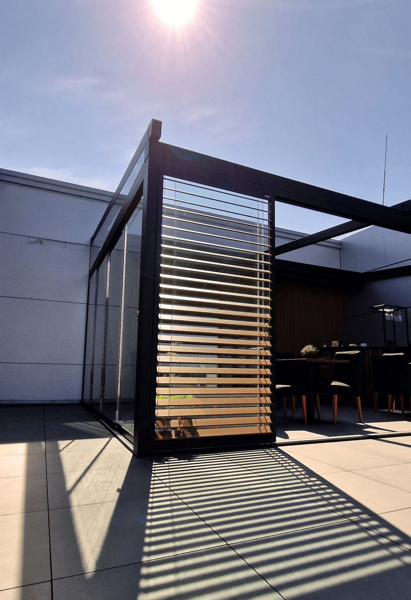 6m x 4m Rectangular Wall Mounted Elegancy Retractable Roof Pergola