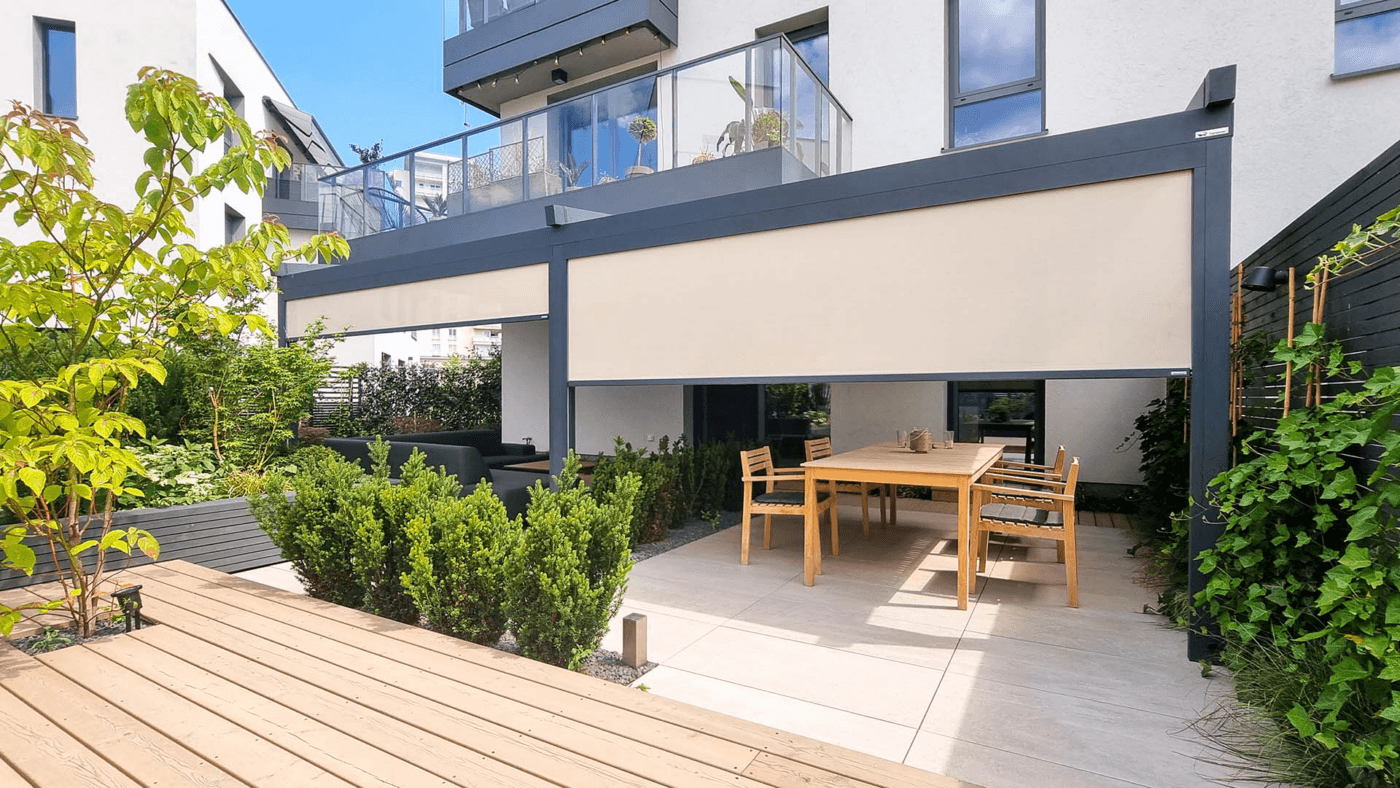 6m x 4m Rectangular Wall Mounted Elegancy Retractable Roof Pergola