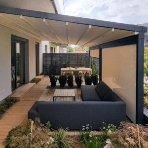 6m x 4m Rectangular Wall Mounted Elegancy Retractable Roof Pergola