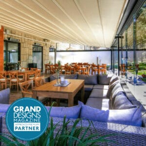 7m x 6m Rectangular Wall Mounted Elegancy Retractable Roof Pergola