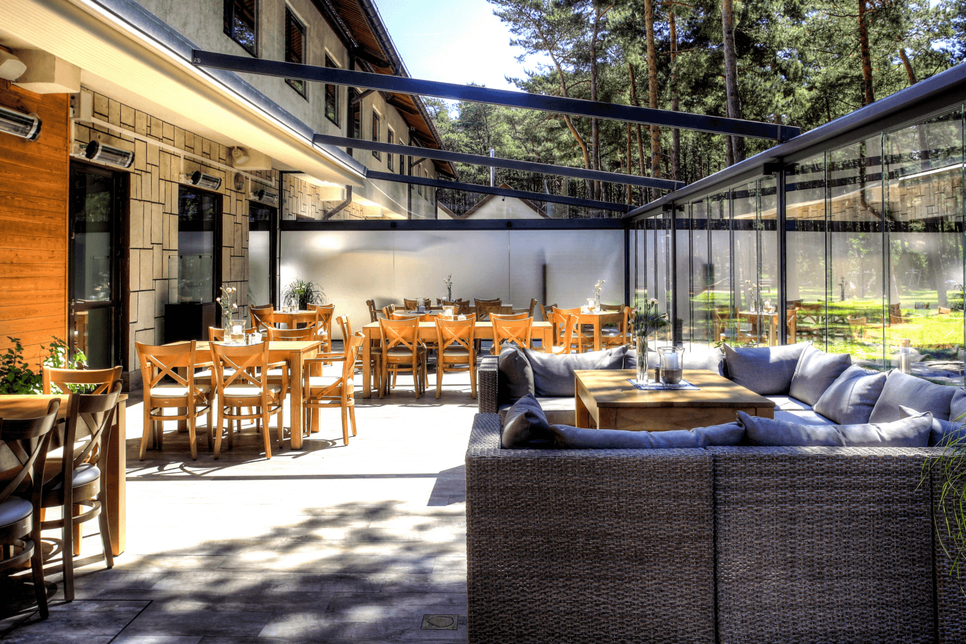 7m x 6m Rectangular Wall Mounted Elegancy Retractable Roof Pergola