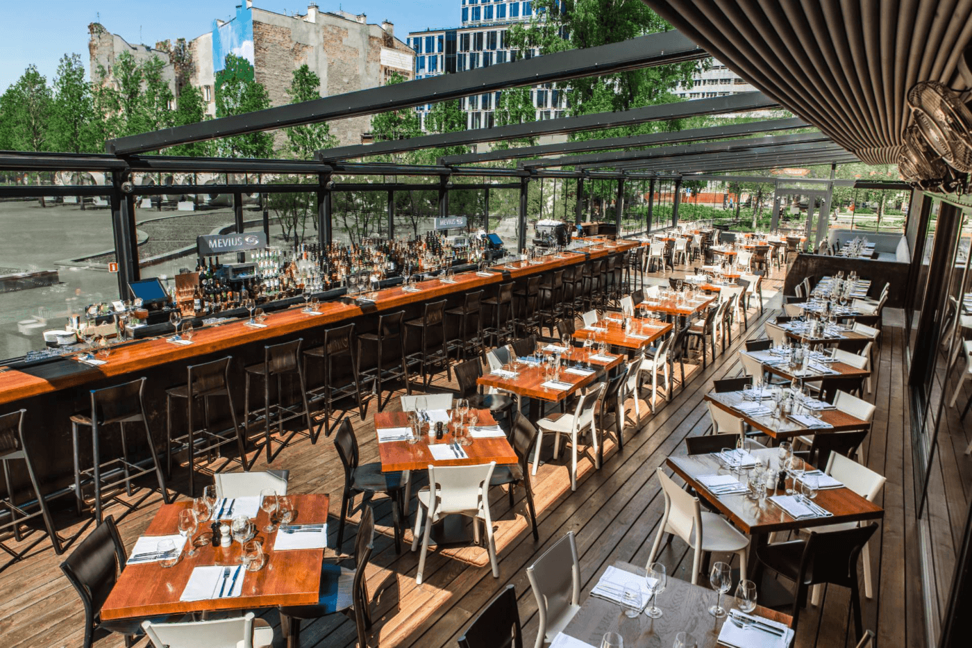 7m x 6m Rectangular Wall Mounted Elegancy Retractable Roof Pergola