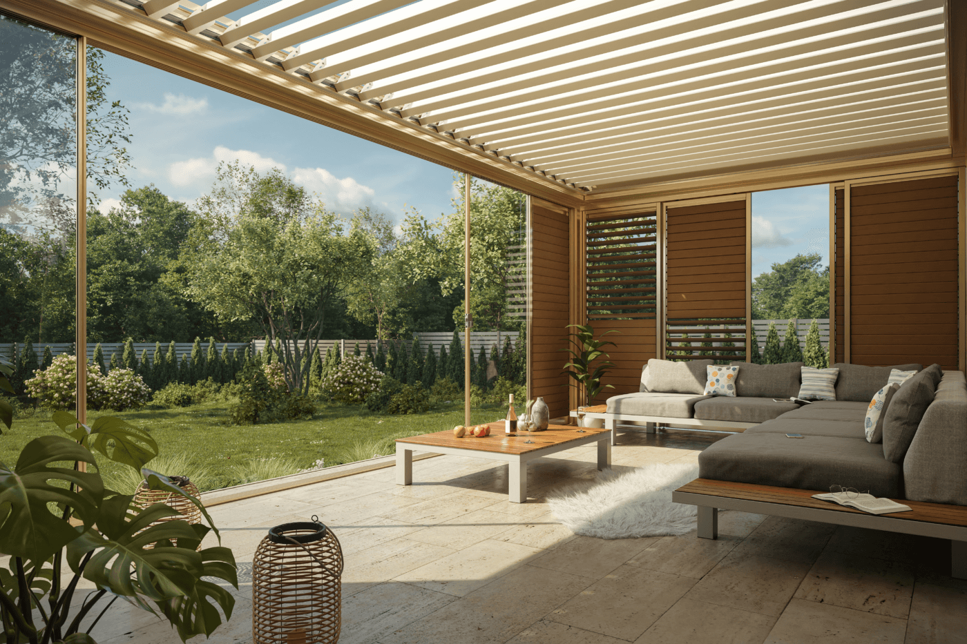 7m x 4m Rectangular Free Standing Technic Pergola