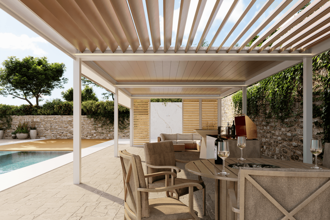 7m x 7m Square Free Standing Technic Pergola