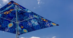 custom branded parasol for commercial spaces