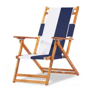 Oakwood-Deck-Chair-Navy-White-Striped Oakwood Premium Deckchair